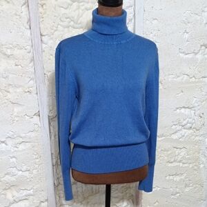 JM Collection Classic Blue Turtleneck Sweater